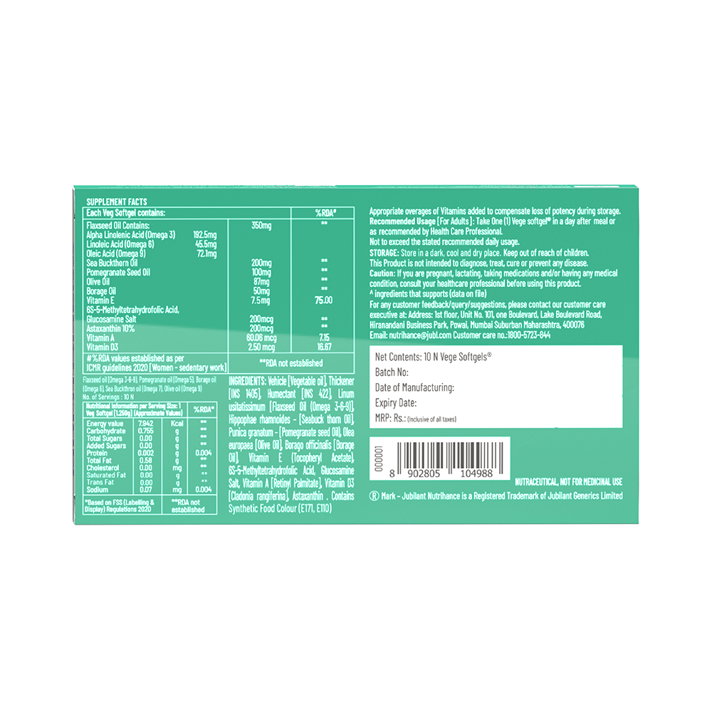 Jubilant Nutrihance Multi Omega 3-5-6-7-9 | Vegetarian Softgel for Heart, Renal & Nerve Health - Image 8