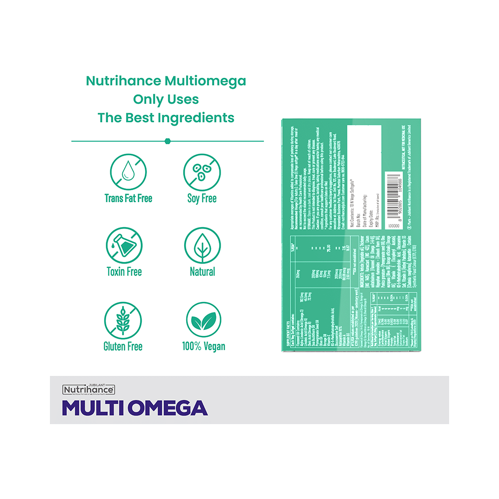 Jubilant Nutrihance Multi Omega 3-5-6-7-9 | Vegetarian Softgel for Heart, Renal & Nerve Health - Image 6