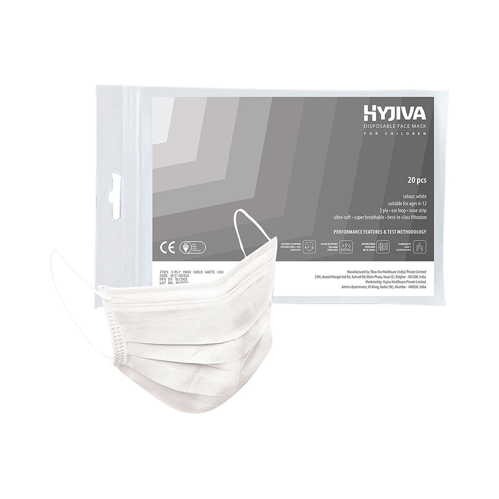 Hyjiva 3 Ply Disposable Face Mask for Children White
