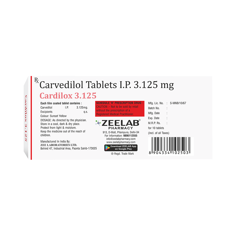 Cardilox 3.125mg Tablet - Image 2