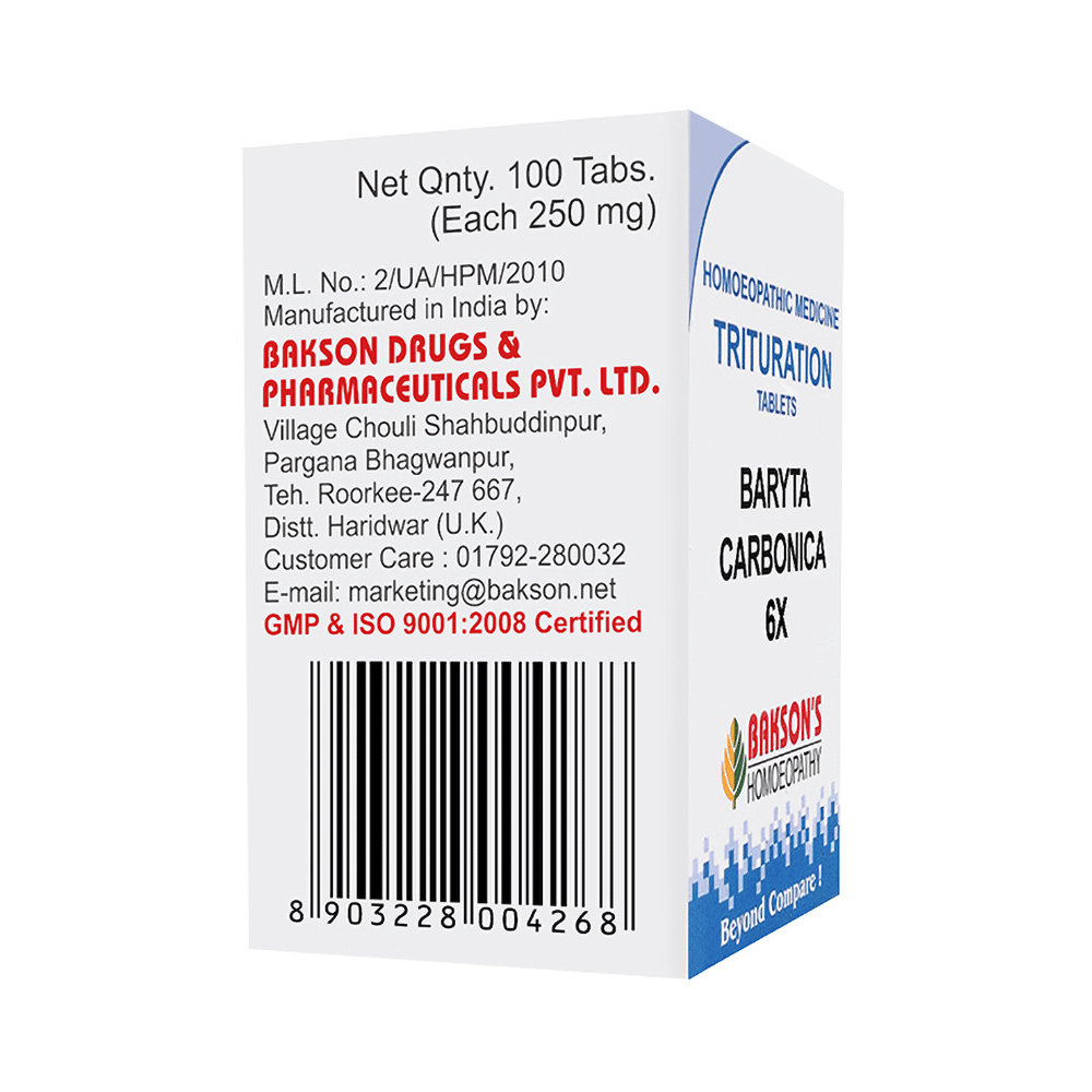 Bakson's Homeopathy Baryta Carbonica Trituration Tablet 6X - Image 3