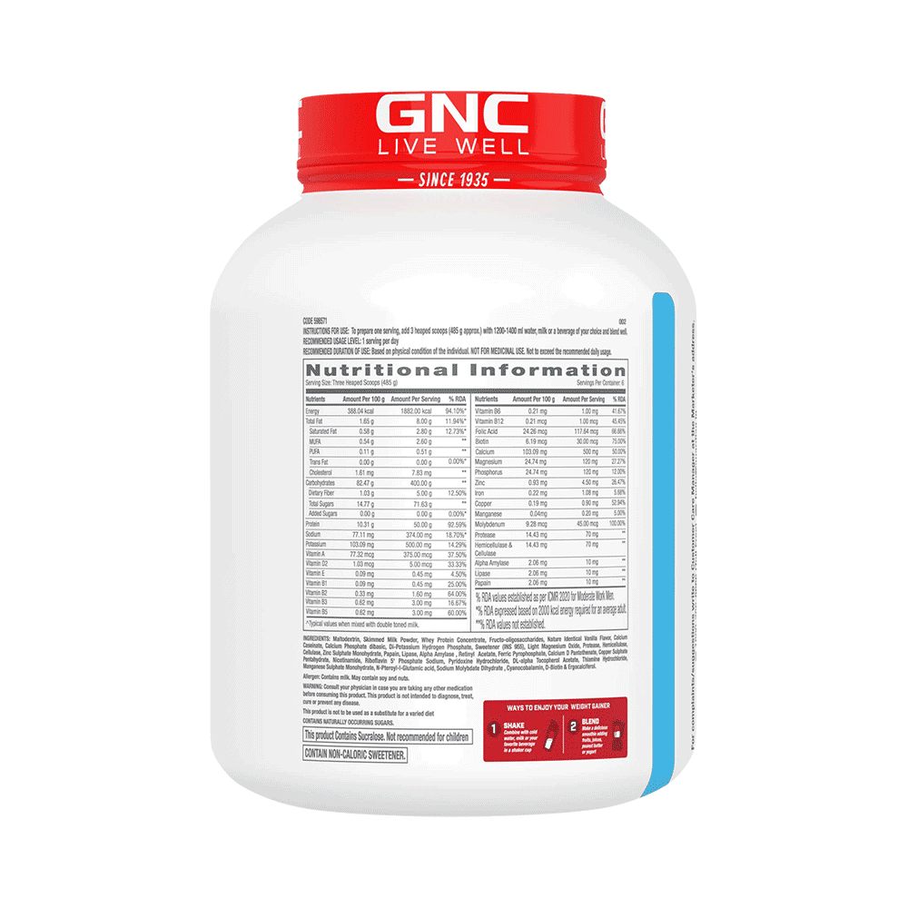 GNC Live Well Pro Performance Weight Gainer Powder Powder Vanilla Icecream with Black Plastic Shaker - Image 3
