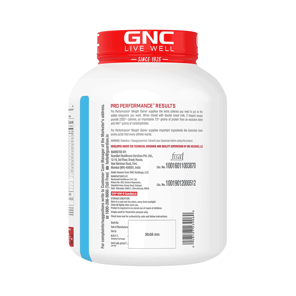 GNC Live Well Pro Performance Weight Gainer Powder Powder Vanilla Icecream with Black Plastic Shaker - Image 2