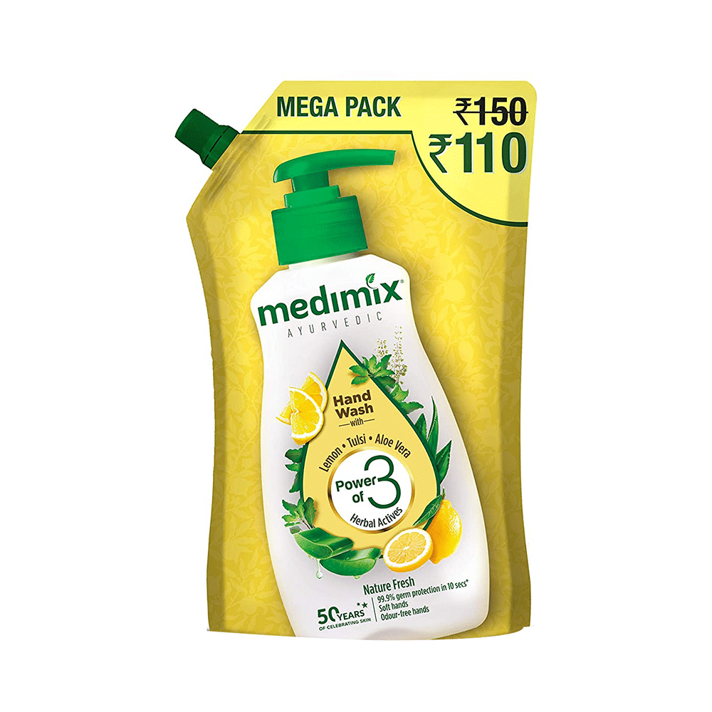 Medimix Ayurvedic Nature Fresh with Lemon, Tulsi & Aloe Vera Hand Wash Mega Pack Refill (750ml Each) - Image 1