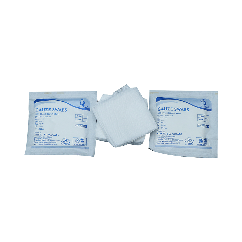 Royal Surgicals Gauze Swabs Sterile (5 Each) 10cm x 10cm x 12ply - Image 2