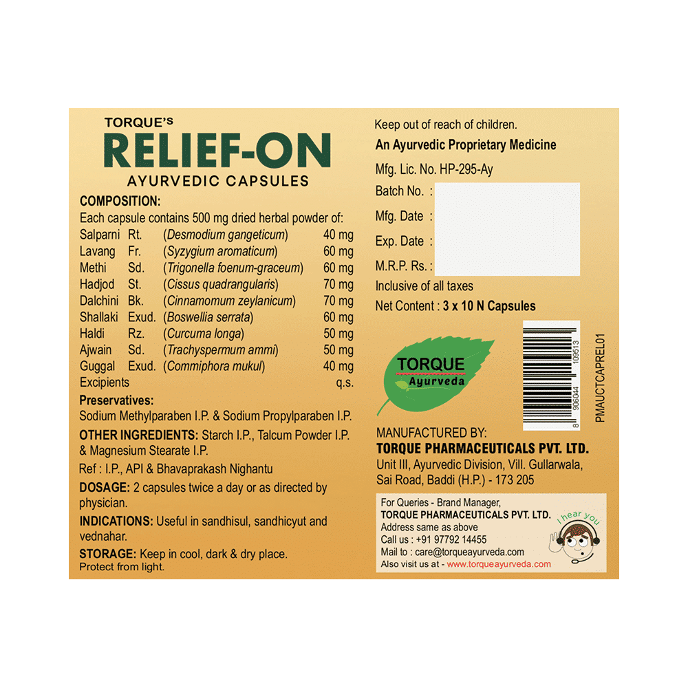 Torque's Relief-On Ayurvedic Capsule - Image 2