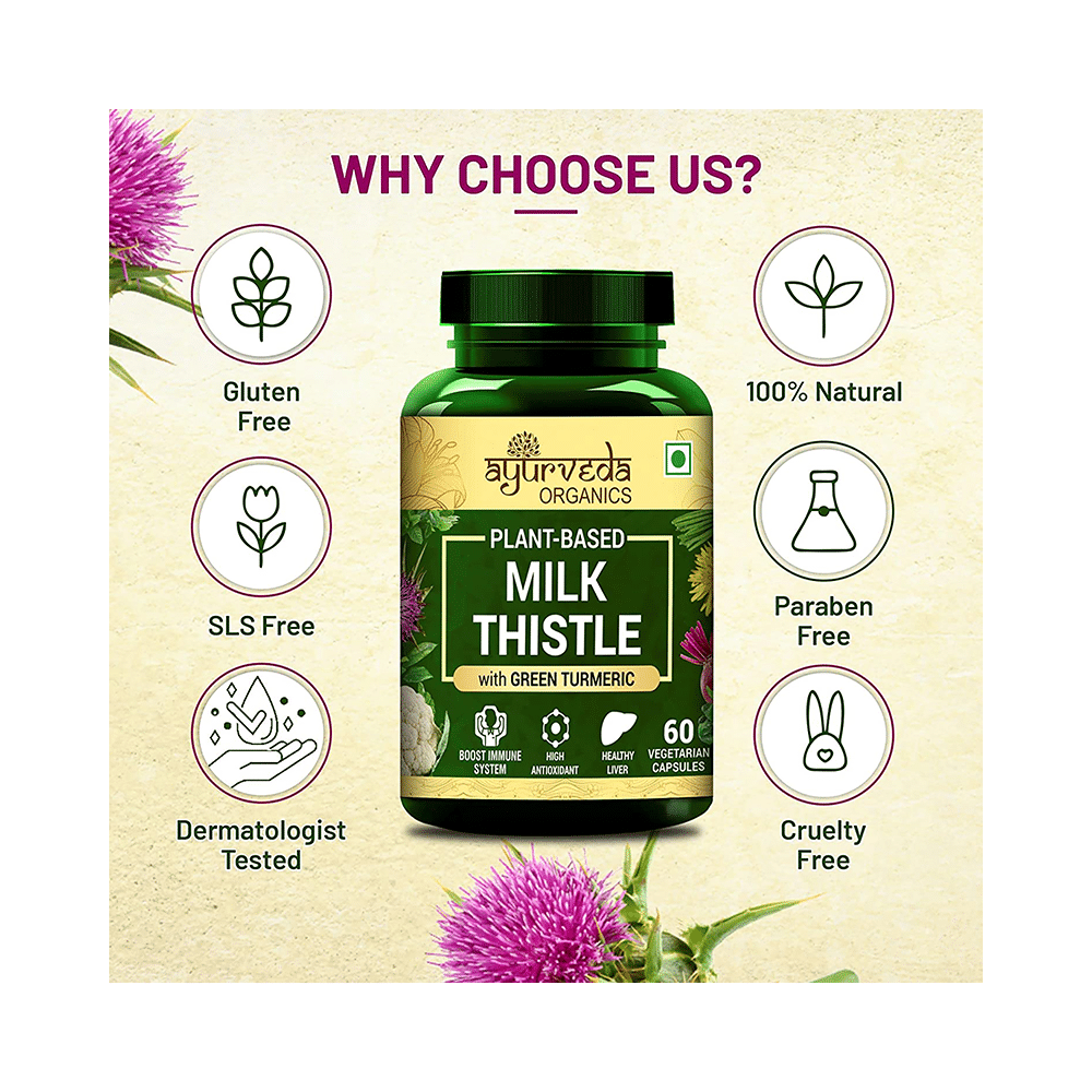 Ayurveda Organics Plant-Based Milk Thistle Vegetarian Capsule - Image 2