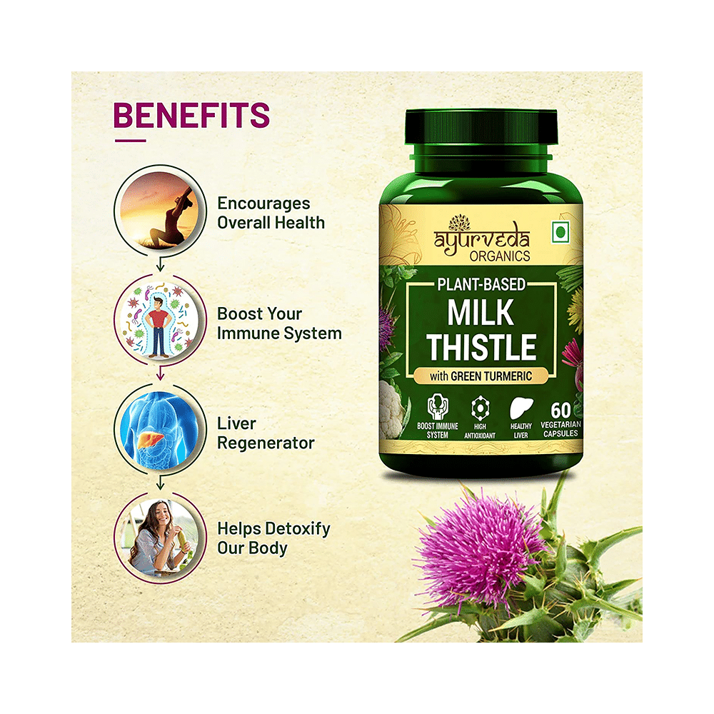 Ayurveda Organics Plant-Based Milk Thistle Vegetarian Capsule - Image 3