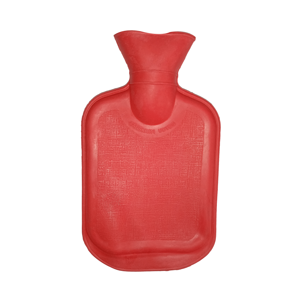 Mycure One Side Ribbed Rubber Hot Water Bag for  Pain Relief & Massager Red