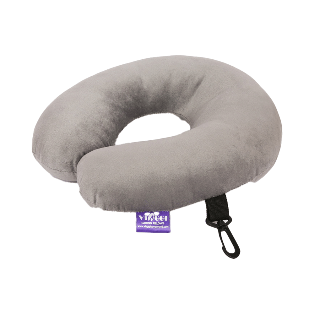 Viaggi U Shape Travel Feather Soft Neck Rest Cushion Grey - Image 5