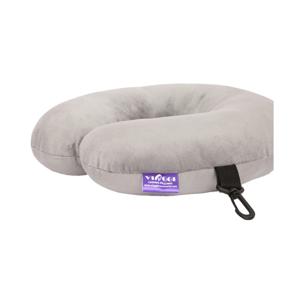 Viaggi U Shape Travel Feather Soft Neck Rest Cushion Grey - Image 4