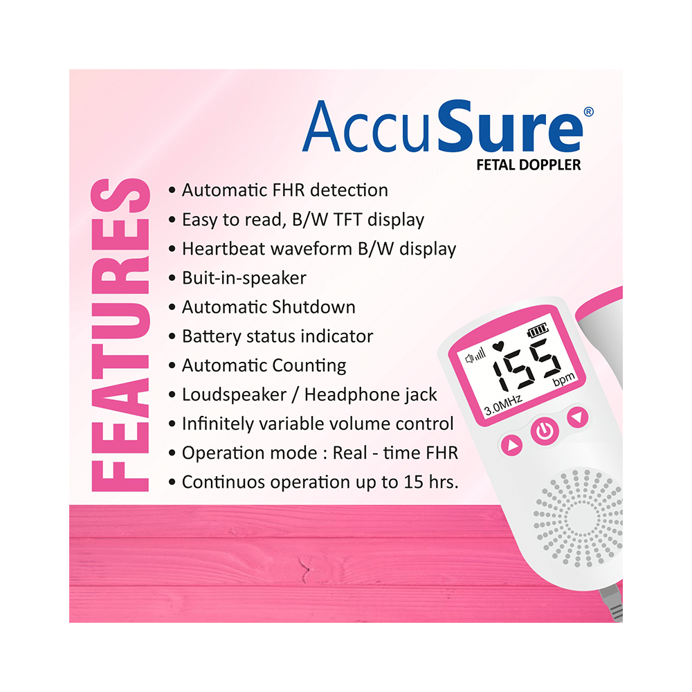 AccuSure Fetal Doppler Pink and White - Image 3