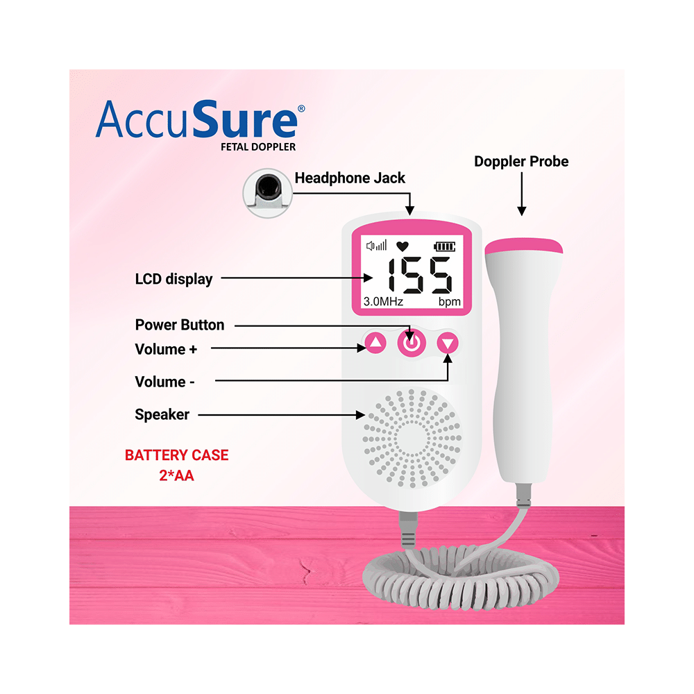 AccuSure Fetal Doppler Pink and White - Image 6