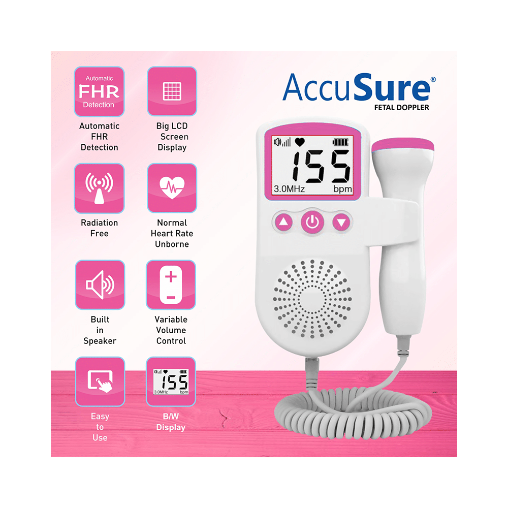 AccuSure Fetal Doppler Pink and White - Image 2