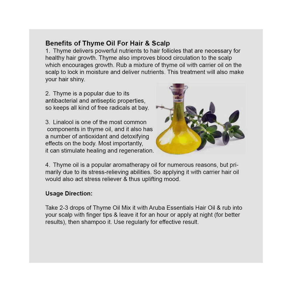 Aruba Essentials Combo Pack of Maha Bhringraj Bharmi Amla Hair Oil & Thyme Oil - Image 2