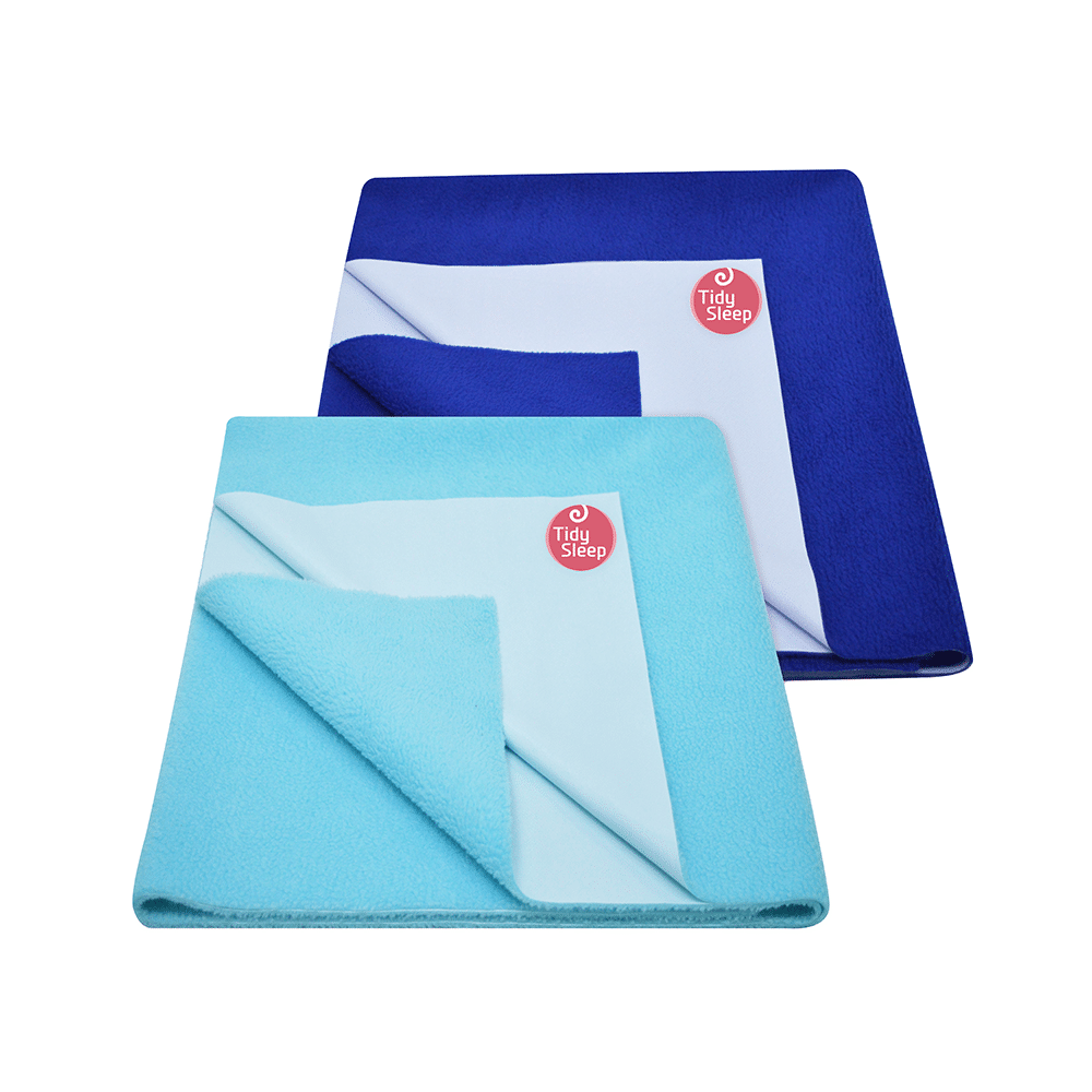 Tidy Sleep Water Proof & Washable Baby Care Dry Sheet & Bed Protector Large Baby Blue and Royal Blue