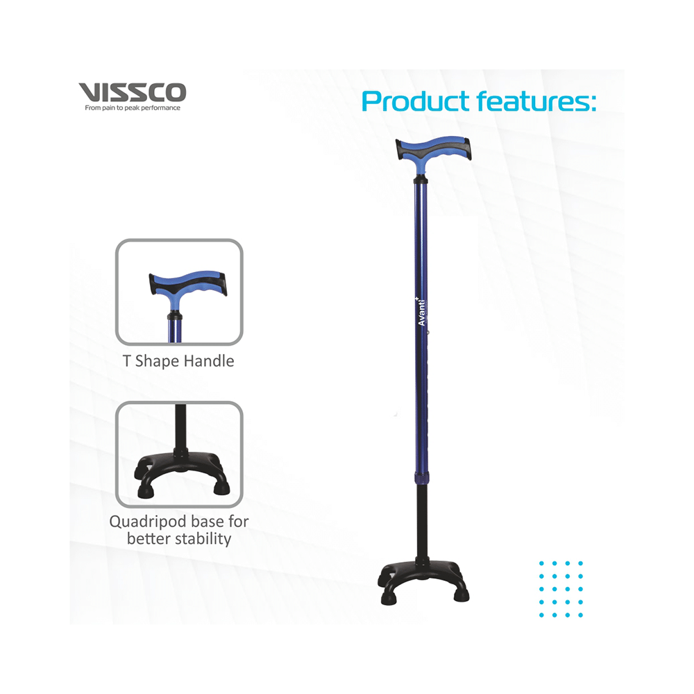 Vissco 2909 Avanti Plus T Shape Aluminum Stick with Quadripod Base Universal - Image 4