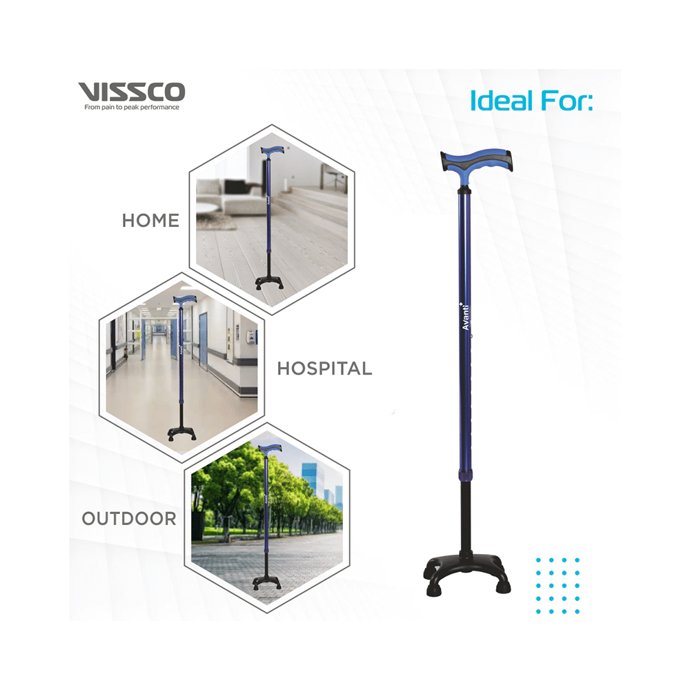 Vissco 2909 Avanti Plus T Shape Aluminum Stick with Quadripod Base Universal - Image 5