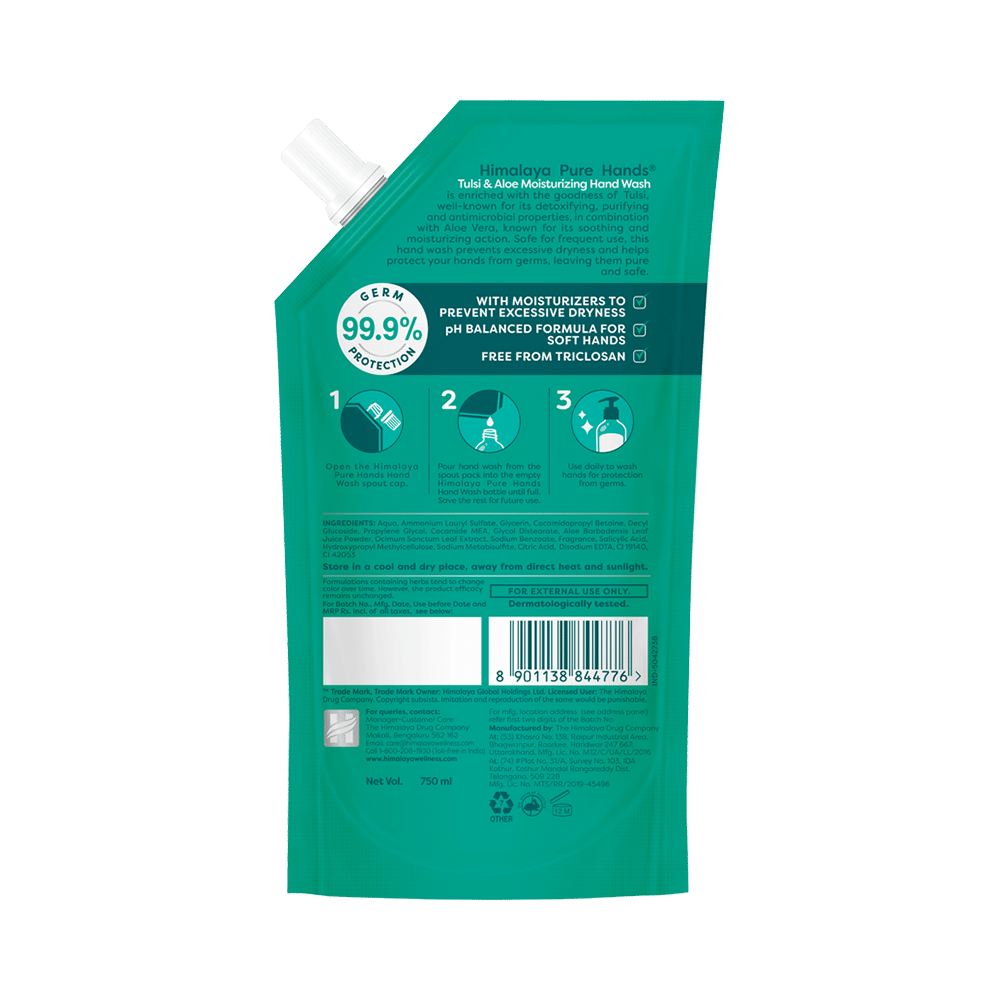 Himalaya Personal Care Tulsi & Aloe Moisturizing Pure Hands Hand Wash Refill Pack - Image 2