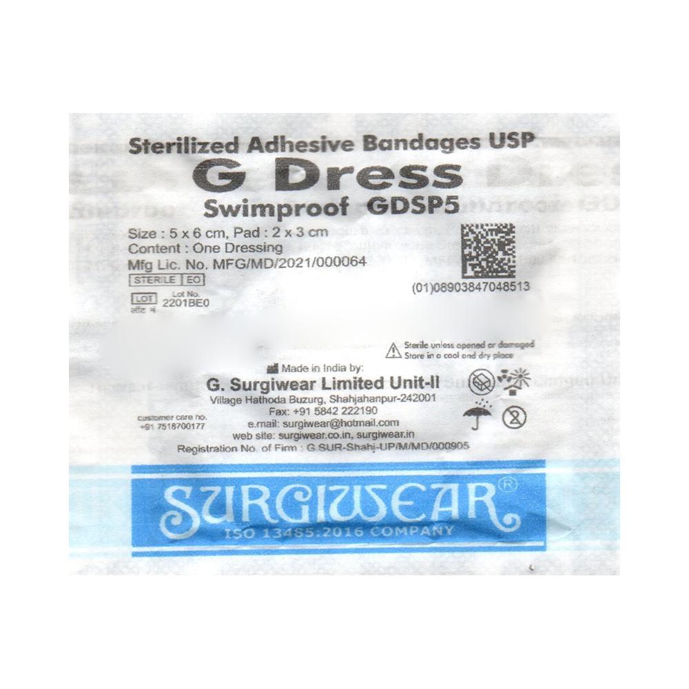 Surgiwear G Dress Swimproof GDSP5 Sterilized Adhesive Bandage 5cm x 6cm