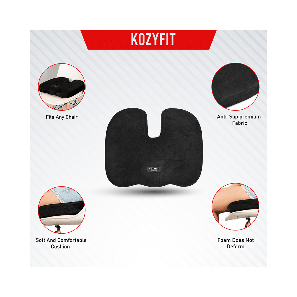 Kozyfit Premium Memory Foam Coccyx Seat Cushion Black - Image 2