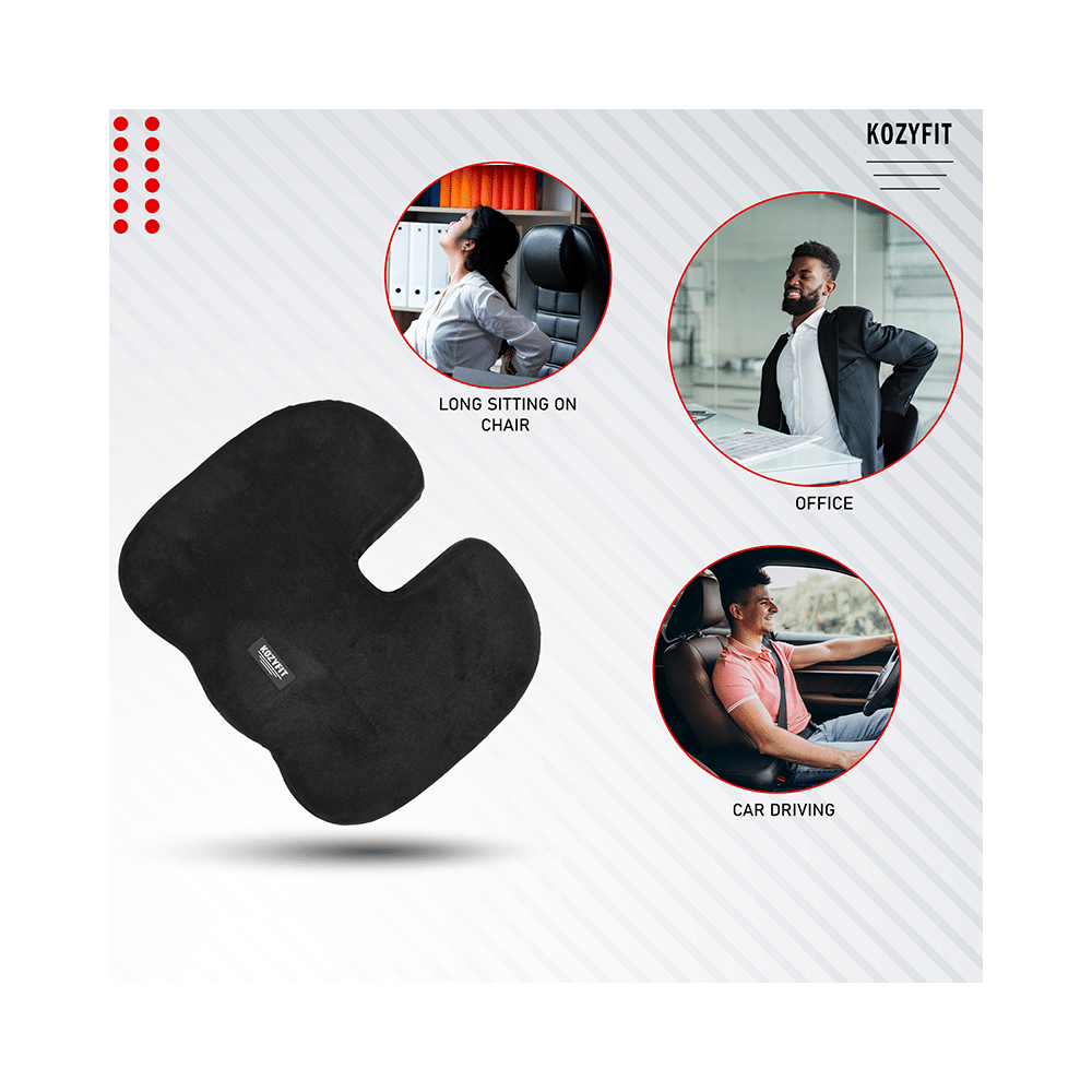 Kozyfit Premium Memory Foam Coccyx Seat Cushion Black - Image 4