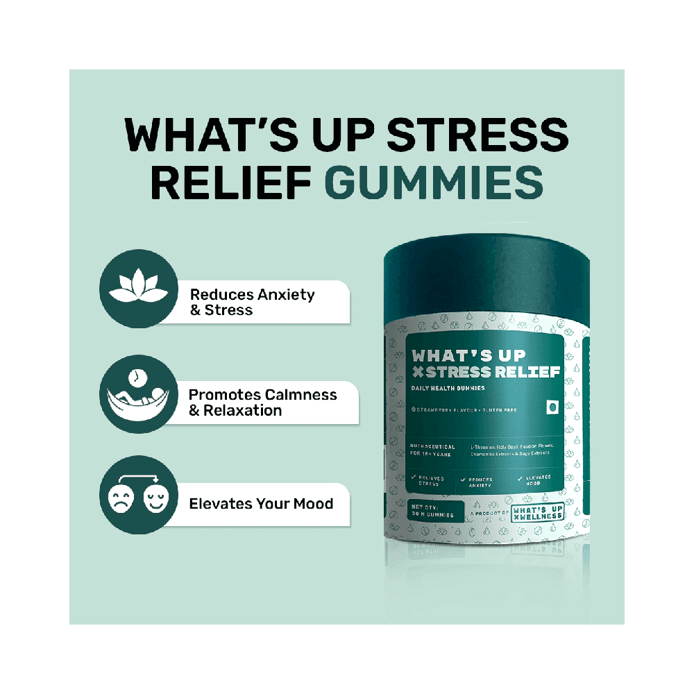 What's Up Wellness Stress Relief Gummies (30 Each) Strawberry - Image 4