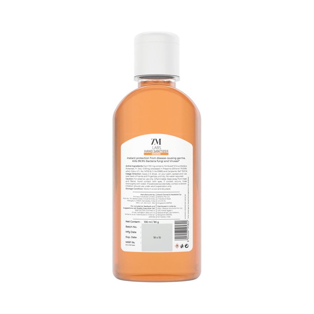 ZM Labs 70% Ethanol Based Hand Sanitizer Orange - Image 2