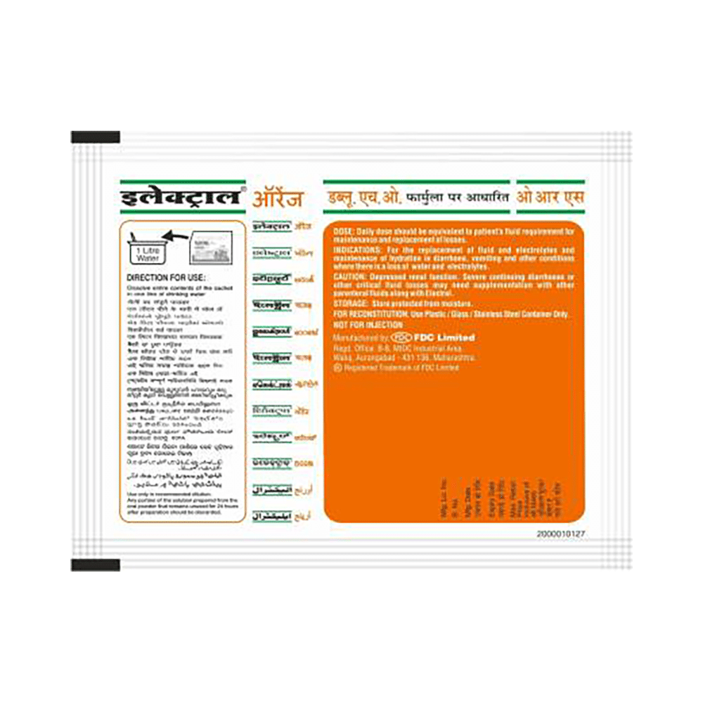 Electral Powder | ORS for Replenishing Body Fluids & Electrolytes | Flavour Orange - Image 3