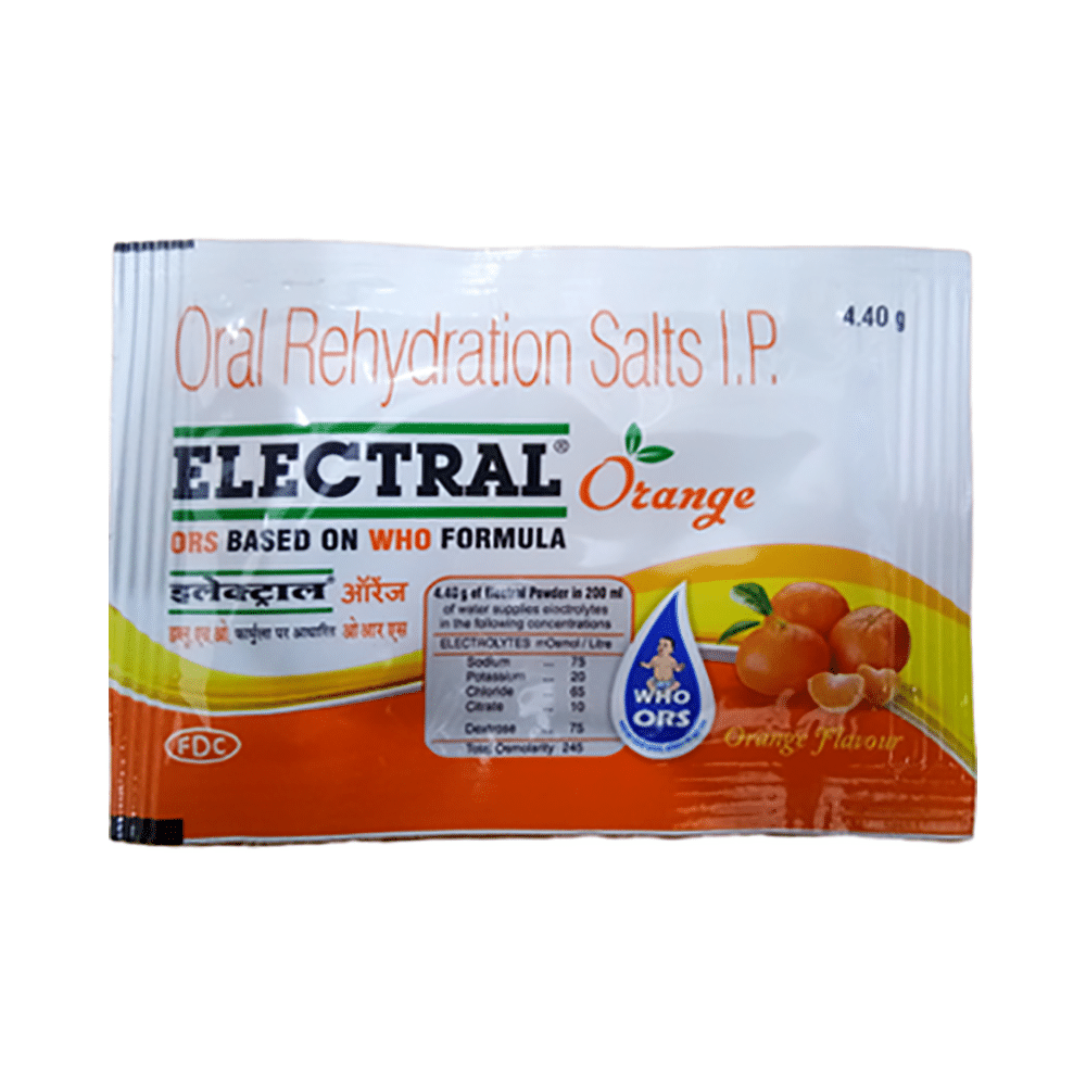 Electral Powder | ORS for Replenishing Body Fluids & Electrolytes | Flavour Orange