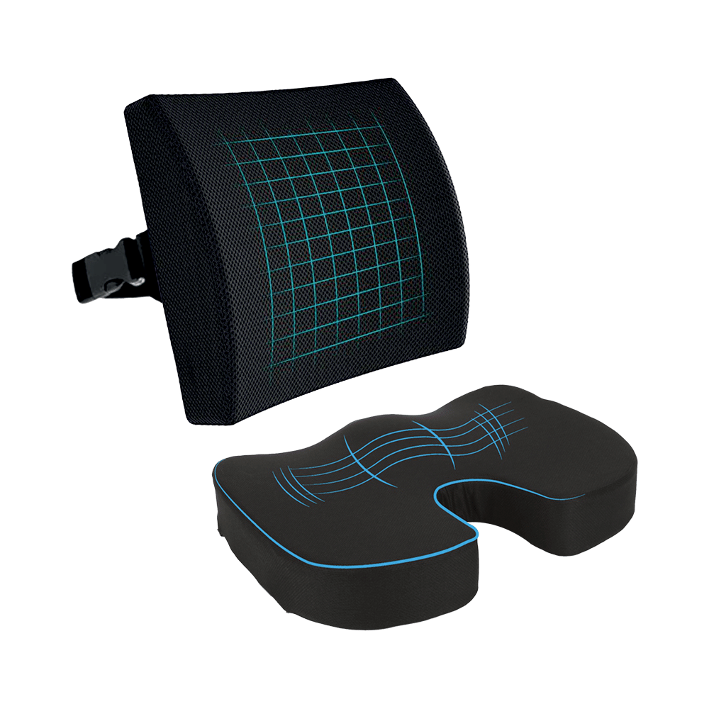 Superfine Comfort Combo of Orthopaedic Memory Foam L-4 Lumbar Back & Memory Foam Butterfly Coccyx Seat Cushion for Back, Sciatica, Tailbone Pain - Image 1
