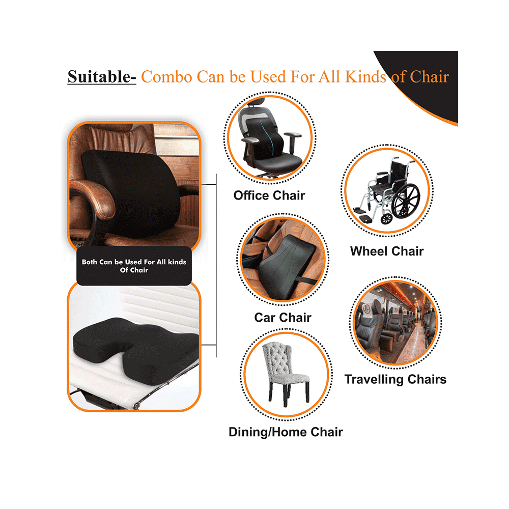 Superfine Comfort Combo of Orthopaedic Memory Foam L-4 Lumbar Back & Memory Foam Butterfly Coccyx Seat Cushion for Back, Sciatica, Tailbone Pain - Image 4