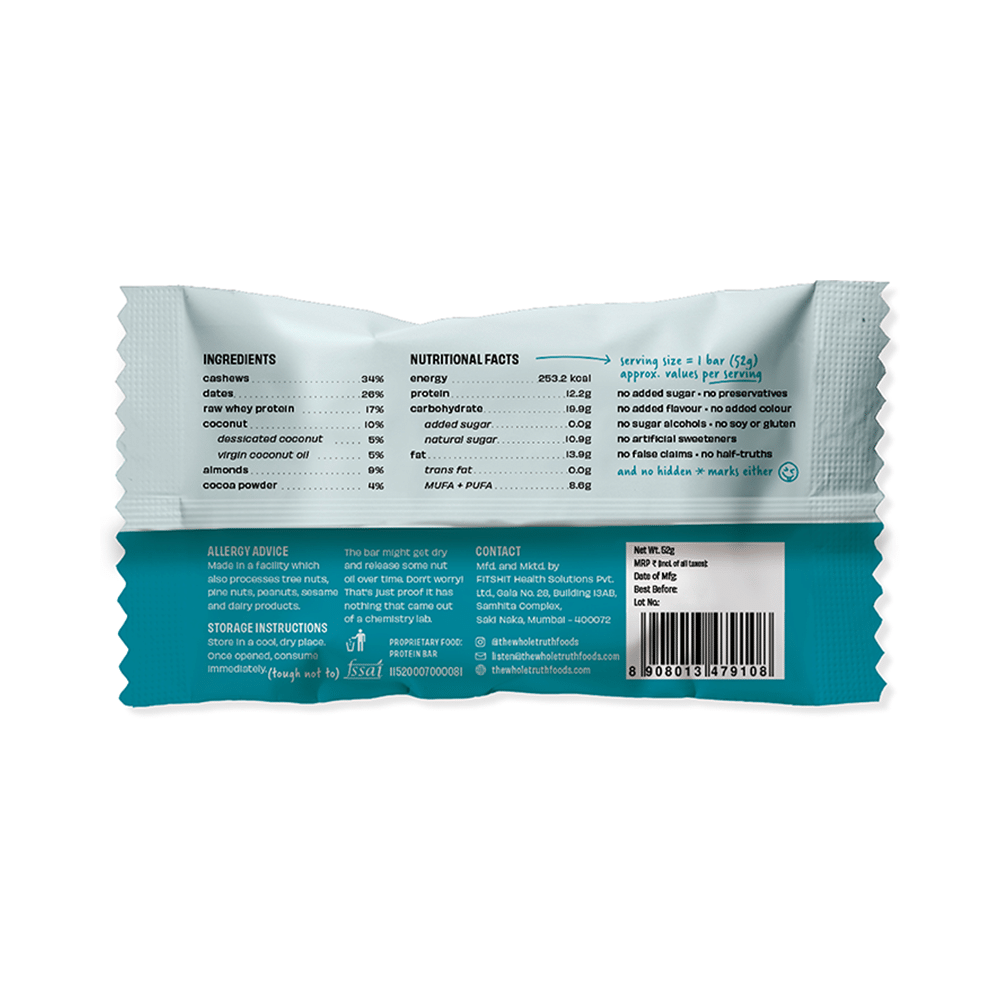 The Whole Truth Protein Bar (52gm Each) | Coconut Cocoa - Image 2