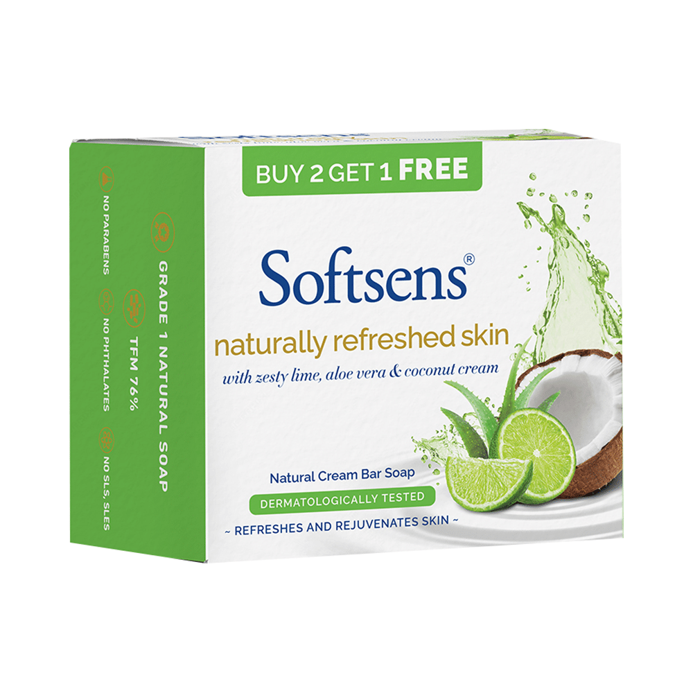 Softsens Naturally Refreshed Skin Bar Soap (100gm Each) Buy 2 Get 1 Free - Image 1