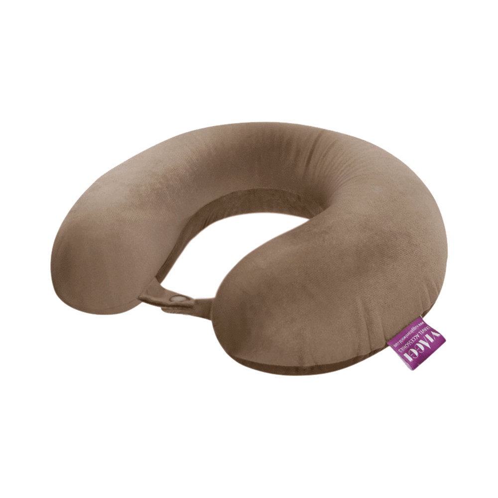 Viaggi U Shape Round Memory Foam Pillow Beige Brown - Image 2