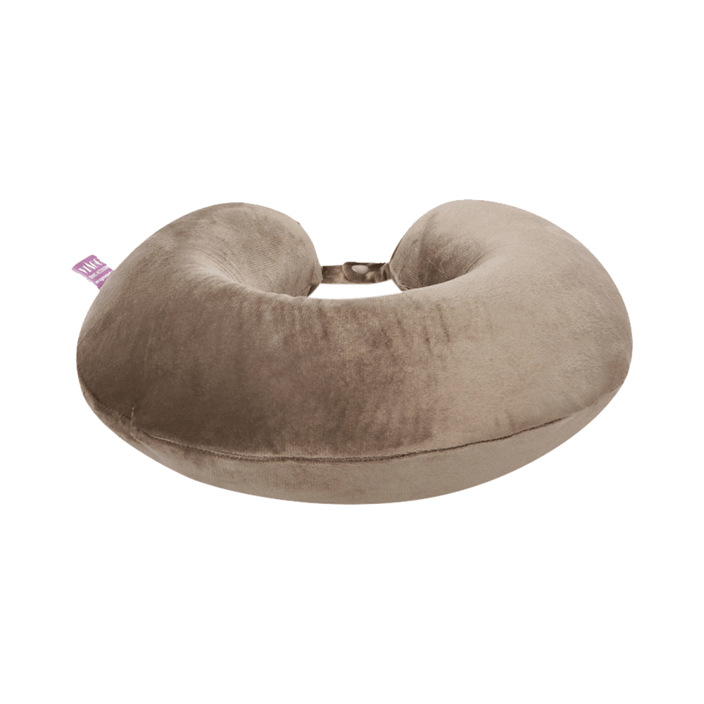 Viaggi U Shape Round Memory Foam Pillow Beige Brown - Image 3
