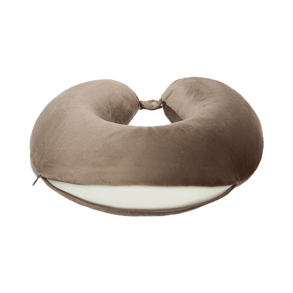 Viaggi U Shape Round Memory Foam Pillow Beige Brown - Image 4