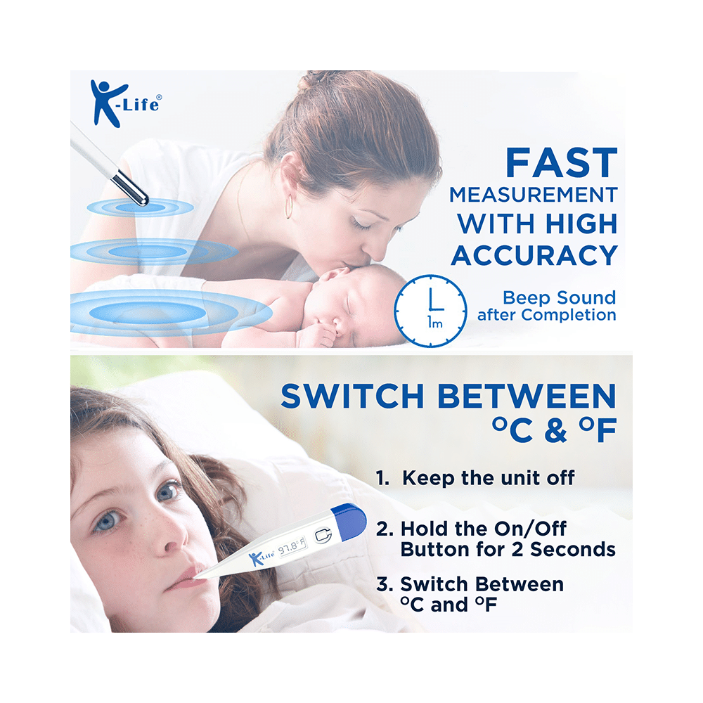 K-Life KLT 100 Digital Thermometer with Storage Case White - Image 5