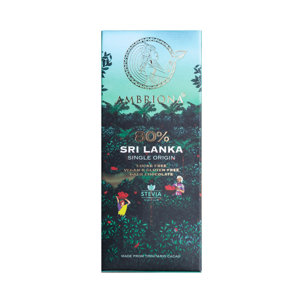 Ambriona Combo Pack of 80% Sri Lanka Single Origin Sugar Free Dark Chocolate & 55% Malabar Single Origin Sugar Free Dark Milk Chocolate with Hazelnuts (50gm Each) - Image 5