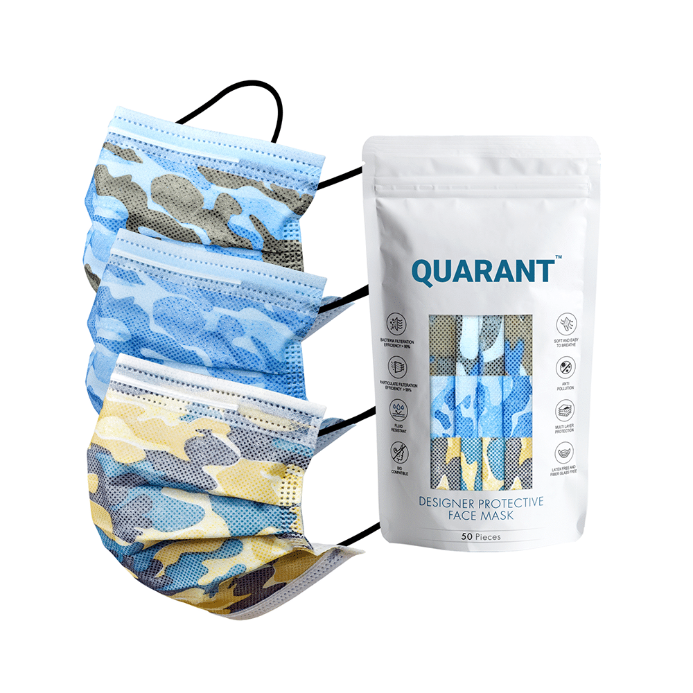 Quarant 4 Ply Designer Protective Face Mask Camo print Multicolor - Image 1