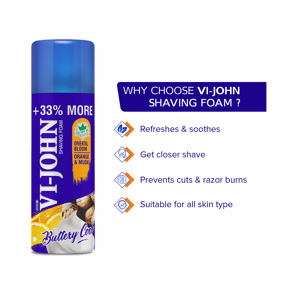 Vi-John Buttery Cool Shaving Foam (400gm Each) Oriental Bloom Orange & Musk - Image 5