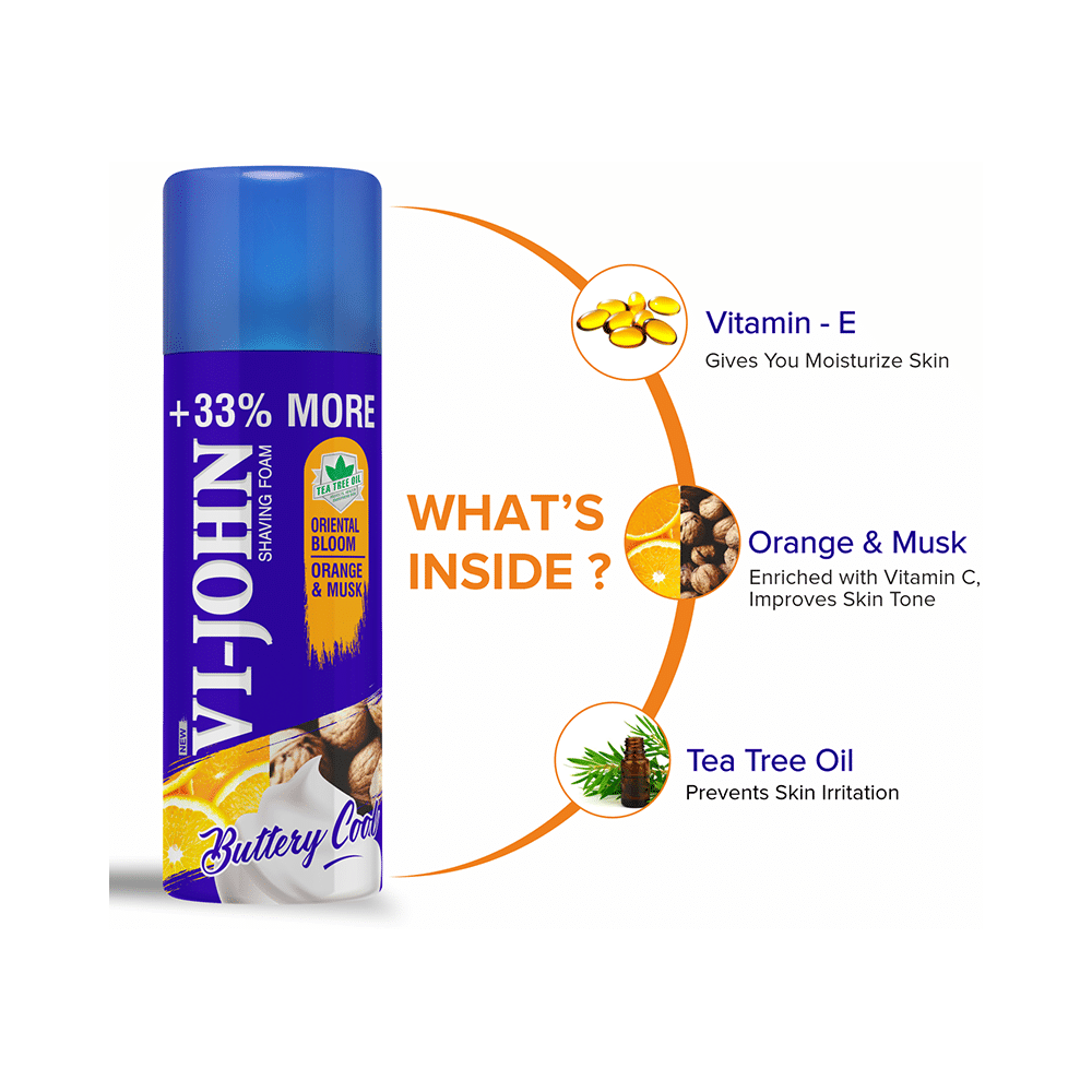 Vi-John Buttery Cool Shaving Foam (400gm Each) Oriental Bloom Orange & Musk - Image 6