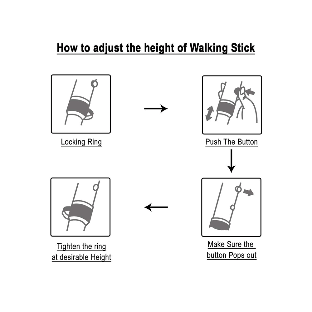 MCP Jindal Height Adjustable Walking Stick Silver - Image 3