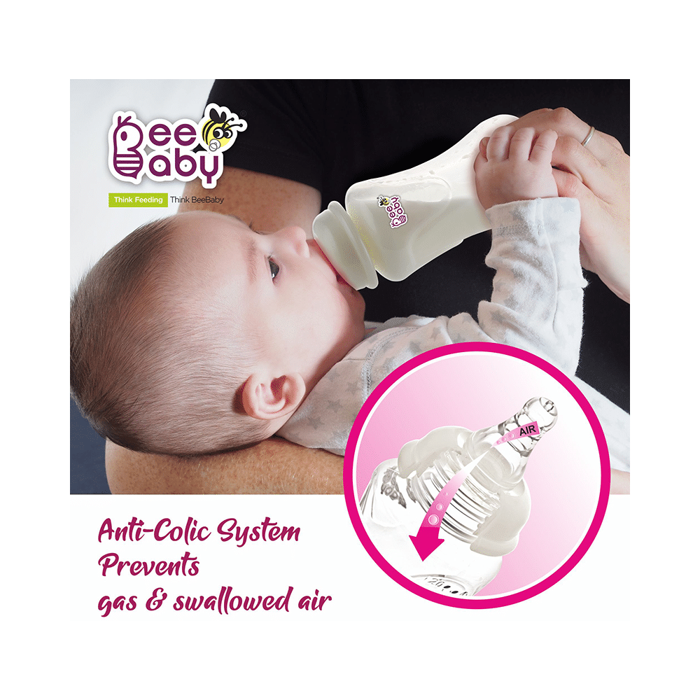 BeeBaby Comfort Slim Neck Baby Feeding Bottle with Anti-Colic Silicone Nipple Pink - Image 7