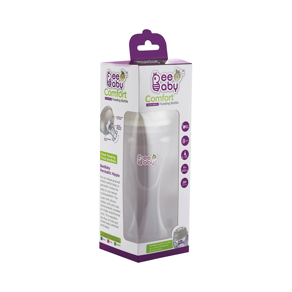 BeeBaby Comfort Slim Neck Baby Feeding Bottle with Anti-Colic Silicone Nipple Pink - Image 2