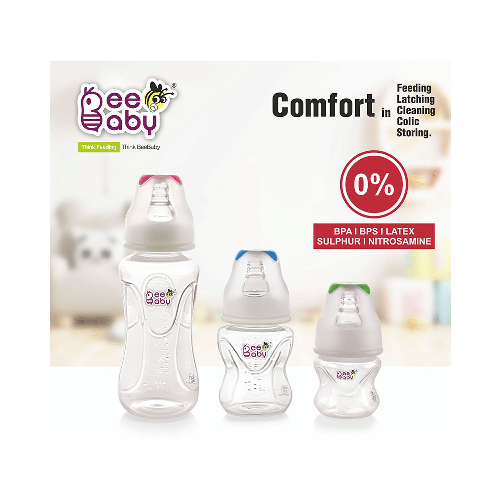 BeeBaby Comfort Slim Neck Baby Feeding Bottle with Anti-Colic Silicone Nipple Pink - Image 8