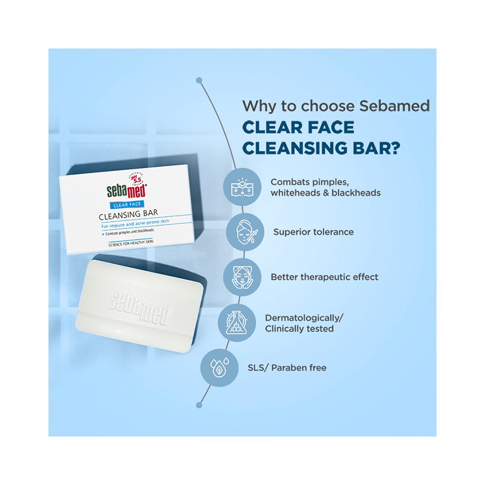 Sebamed Clear Face Cleansing Bar for Acne Prone Skin | Combats Pimples & Blackheads - Image 7