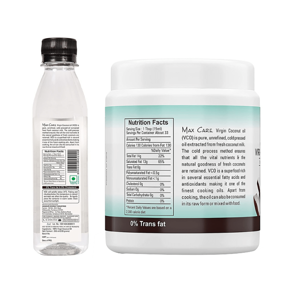 Max Care Max Care Combo Pack of Virgin Coconut Cold Pressed Oil (500ml) & Virgin Coconut Cold Pressed Oil (250ml) (Wide Mouth Bottle) - Image 2