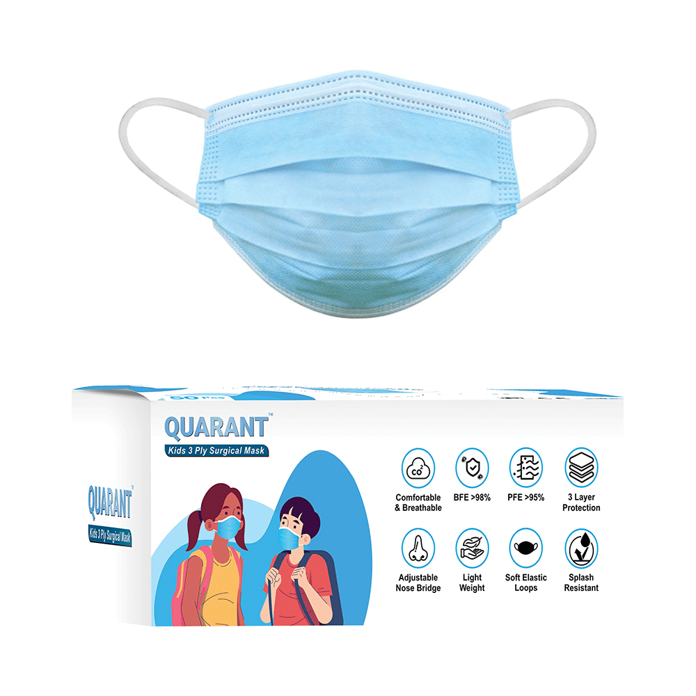 Quarant Kids 3 Ply Surgical Mask (50 Each) Blue