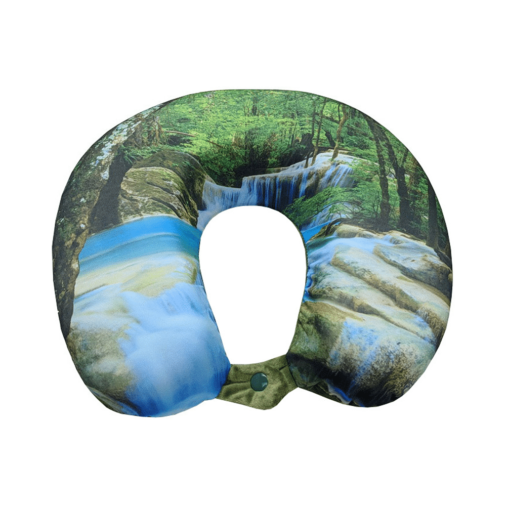 Viaggi Super Soft Memory Foam Neck Pillow Green Forest - Image 1
